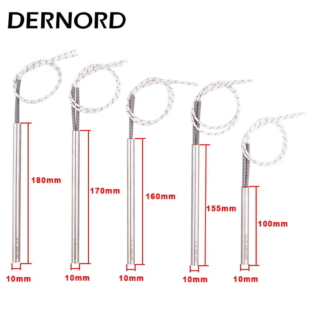 DERNORD 점화 플러그 점화 펠렛, 스토브 카트리지 점화기 가열 요소, 220v, 300w, 10x100mm, 155mm, 160mm, 170mm, 180m 