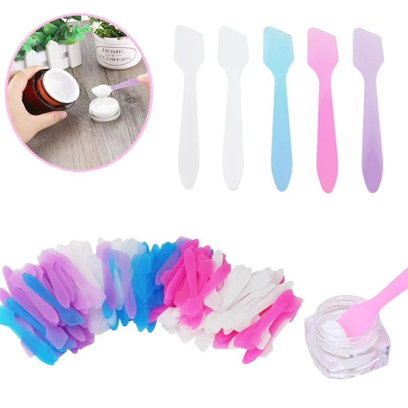 

500Pcs Mini Cosmetic Spatula Scoop Plastic Makeup Face Mask For Make up Creams Spoon Mixing and Sampling Dispenser Tools