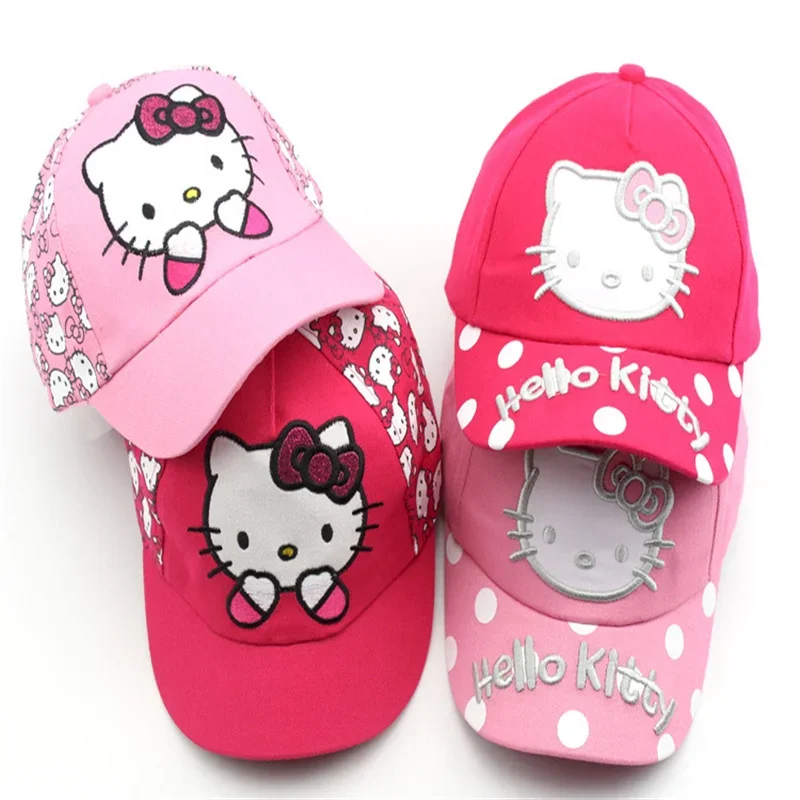 

Children's Sanrio Hello Kitty Cartoon Embroidered Baseball Hat Toy Cute KT Cat Duck Tongue Hat Anime Fashion Sunshade Hats Gifts