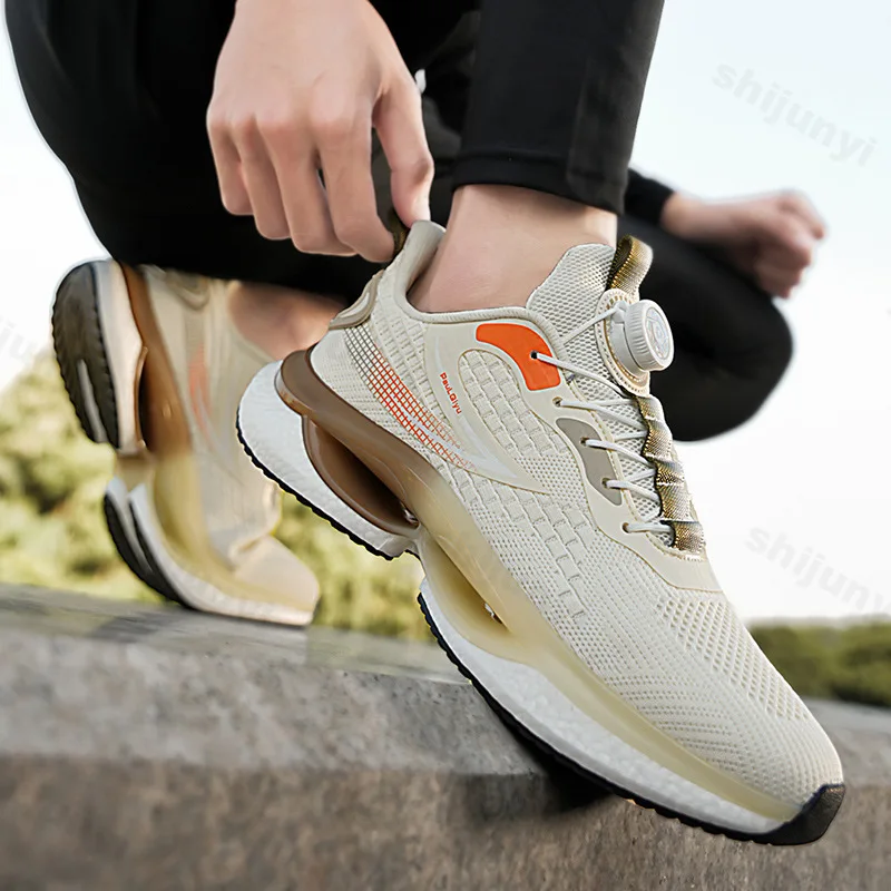 Men's Fly Weave Sneakers Autumn New Fashion Height Increase Non Slip Running Shoes Comfortable Breathable Outdoor Casual Shoes