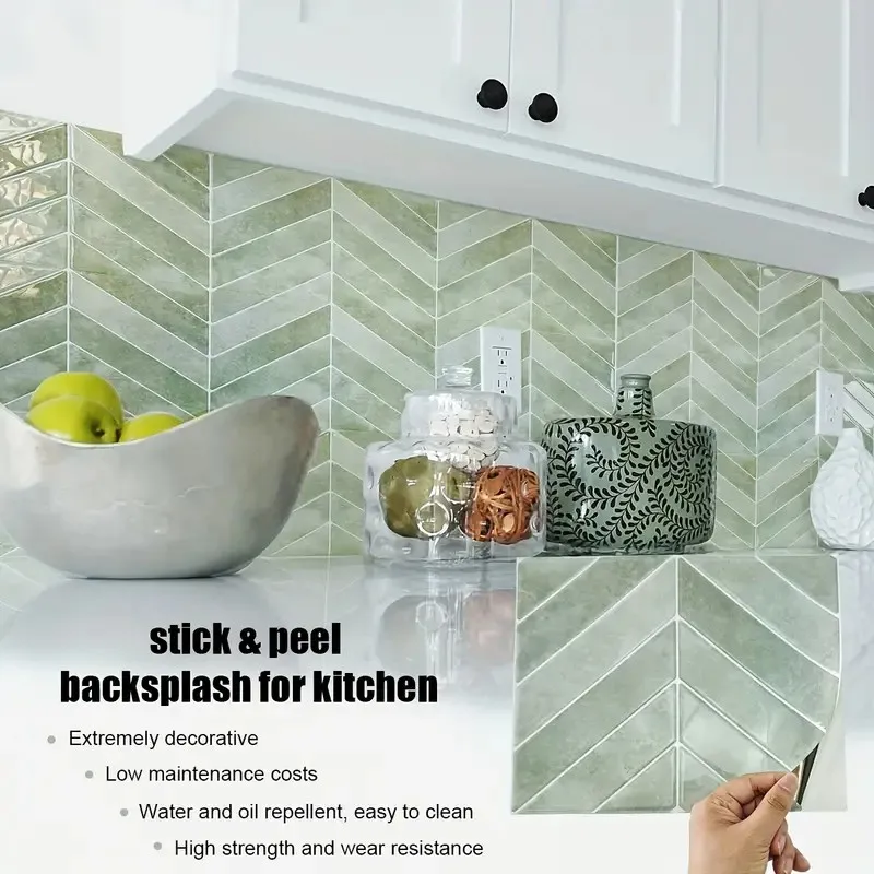 Leaf Pattern Self-Adhesive Wall Decals Waterproof and Heat-Resistant Ideal for Kitchens, Bathrooms, and Dining Areas