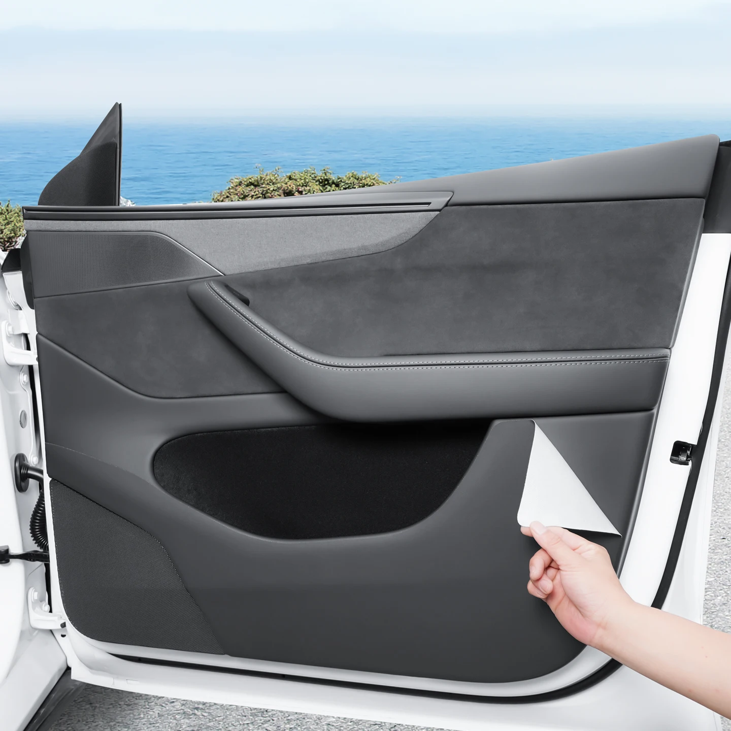 Suitable for the New Tesla 6-Seater Model YL Door Kick Pad with Adhesive Backing, Door Panel stickers, Interior Decoration Chang
