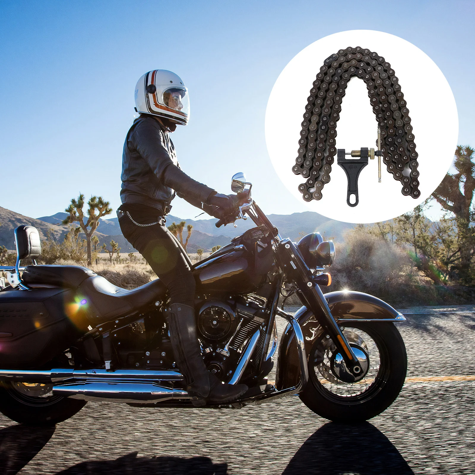 

1 Set 132-Link 420 Motorcycle Chain Heavy Duty Replacement For Dirt Bike Atv Motorbike Parts Sturdy Anti-Corrosion