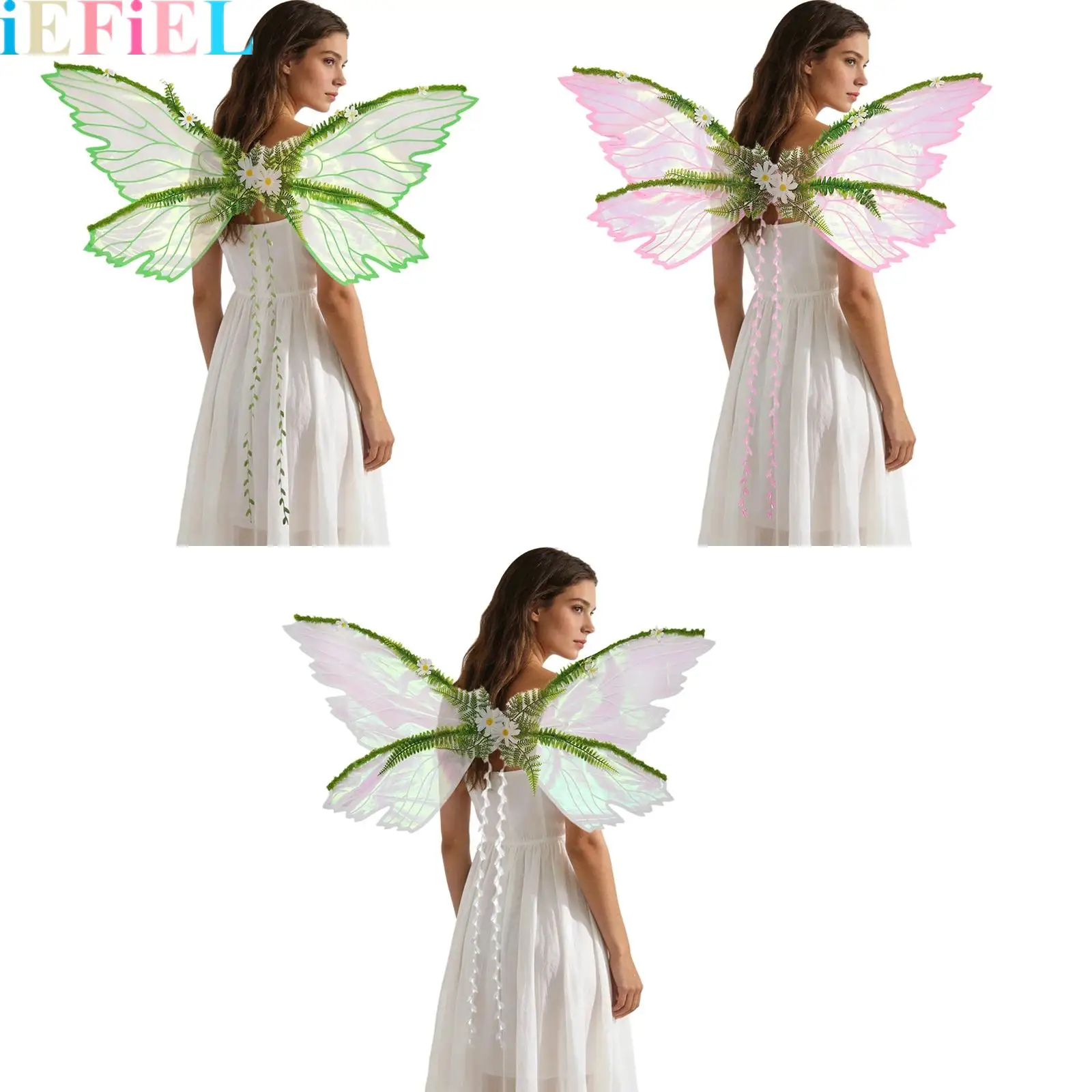 

Adults Women Fairy Wings with Willow Leaf for Butterfly Costume Wings Woodland Elf Fairy for Renaissance Halloween