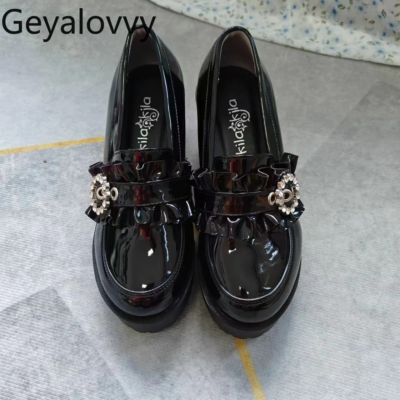 

Japanese Lolita Style Pleated Round Buckle Uniform Pupms Versatile High Heel JK Student Mary Janes Mass Production Women's Shoes