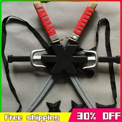 Nieuwe 56 cm Halloween Samurai Ninja Plastic Retro Lange Mes Dolken 7 Stuks in Een Set Deadpool Cos Dubbele Zwaard kostuum Props Speelgoed