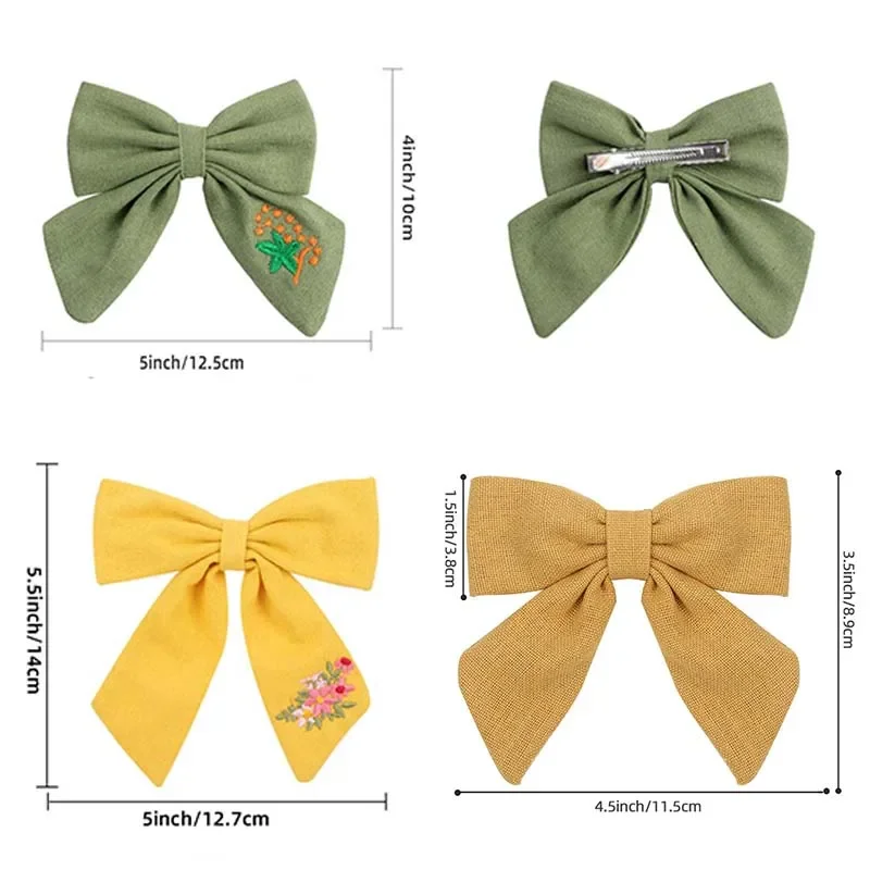 Pinces à cheveux papillon brodées pour bébés filles, épingle à cheveux avec nœud papillon solide, barrettes faites à la main, coiffure pour enfants, vêtements de sauna pour enfants, cadeaux