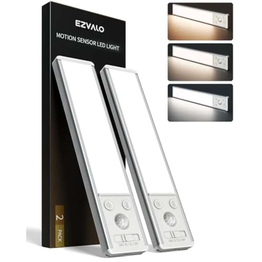 Under Cabet Lightg, 2400mAh Rechargeable Motion Sensor Light door, Mi and Slim Design, 3 Color Temps, Dimmable Magnetic Wireles