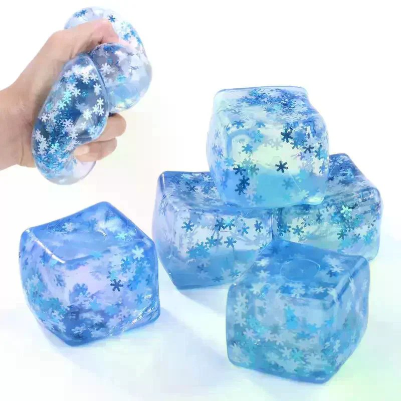 Stress Balls  With Snowflakes Inside Ice Squeeze Toy Fidget Slow Rise Squishy Balls For Kids And Adults Anxiety Relief B