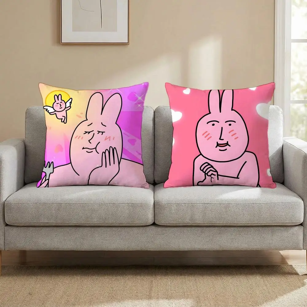 Federa per Cuscino Coniglio Amico, Multiuso per Casa e Auto - Reversibile, Morbida e Resistente per Uso Quotidiano