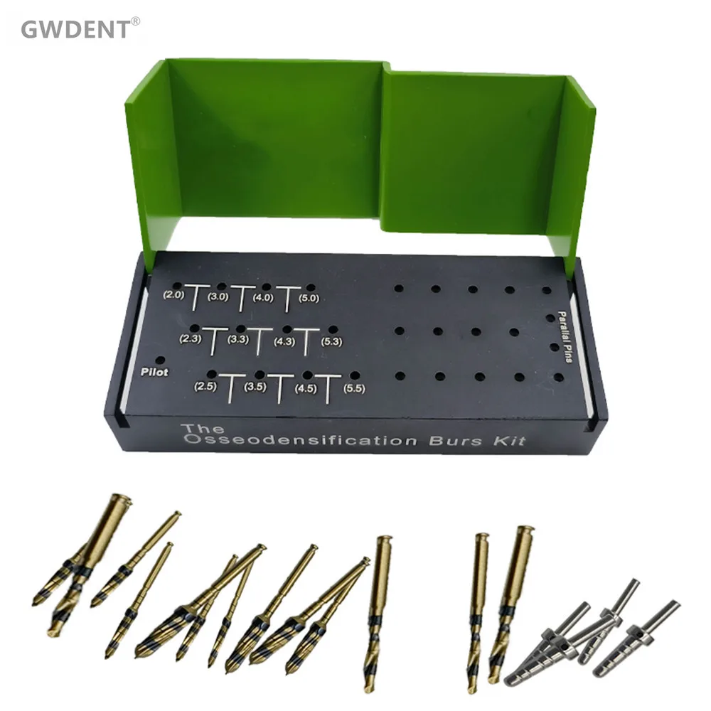 17pcs/Set Dental Osseodensification Bur Drills Dental Implant Green Kit Surgical