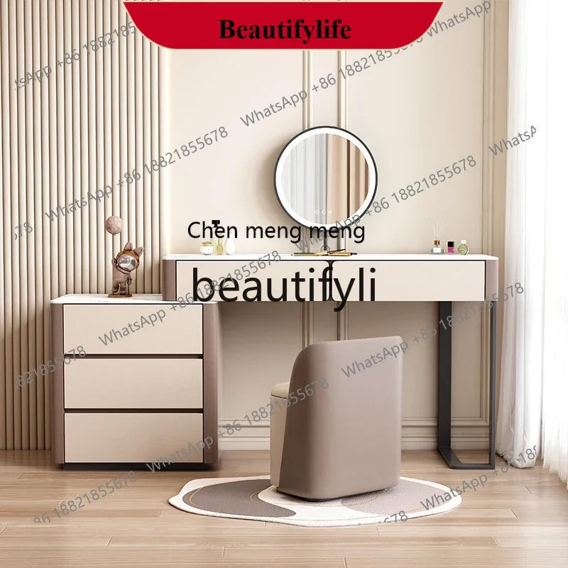

D178 Italian minimalist dresser small apartment rock slab light luxury makeup table storage chest integrated master bedroom
