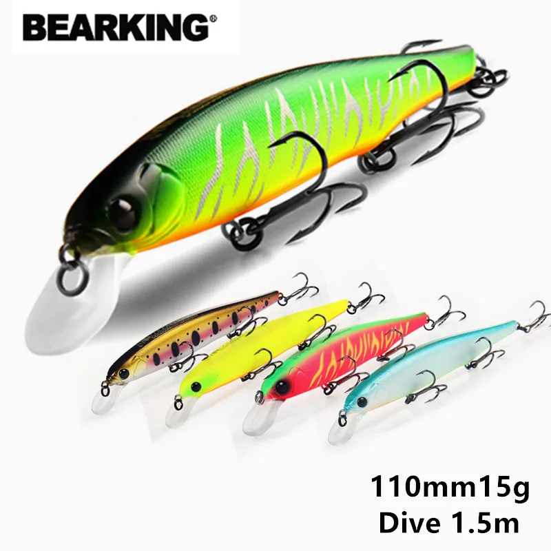 Bearking M111 Perfect Action Fishing Lures,110mm/15g, 11cm 15g Dive 1.5m Sp Minnow 12 Different Colorful Color