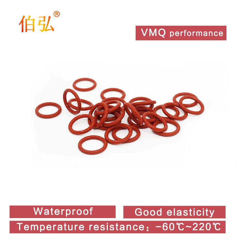 CS2/2.5/2.8mm Red VMQ Thickness Silicon Rubber O-rings Seals Gasket Washer Temperature Resistant Waterproof Soft Silicone Ring