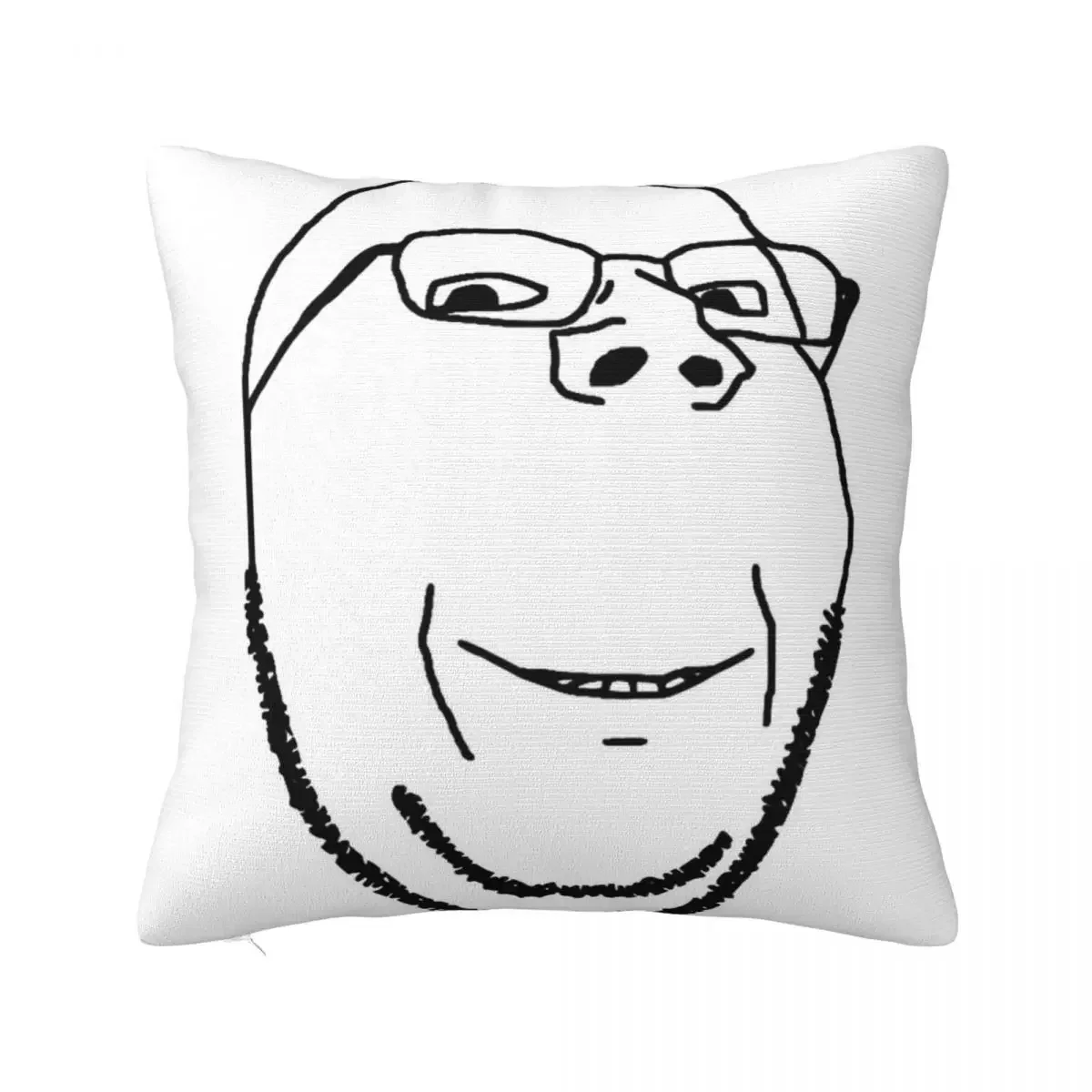 Smiling Wholesome Wojak Soyjak Square Polyester Pillow Cover Velvet Cushion Zip Decorative Comfort Throw Pillow For Home Sofa