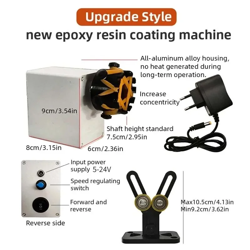 Portable Fishing Rod Winding Machine Adjustable 0–50RPM DIY Rod Building Epoxy Resin Spin Coating Machine for Fishing Rod Repair