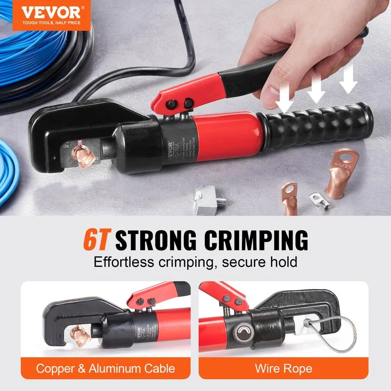 VEVOR Hydraulic Crimping Tool with 9 Sets of  Dies AWG12-2/0 Copper And Aluminum Terminal Battery Lug Crimpe