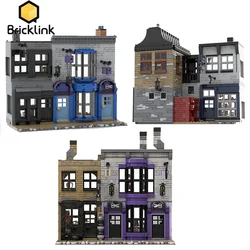 Bricklink MOC Magic Movie Diagoned Alley Sets Leaky Cauldron Streetview City House Architecture Building Blocks Kid Toys Gift