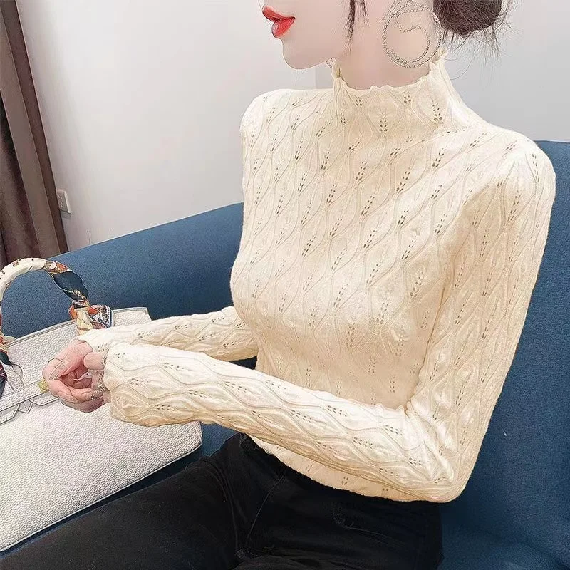 Women Sweaters Basic Knitted Tops Turtlneck Sweater Long Sleeve Casual Slim Pullover Korean Fashion Simple Bottoming Shirt