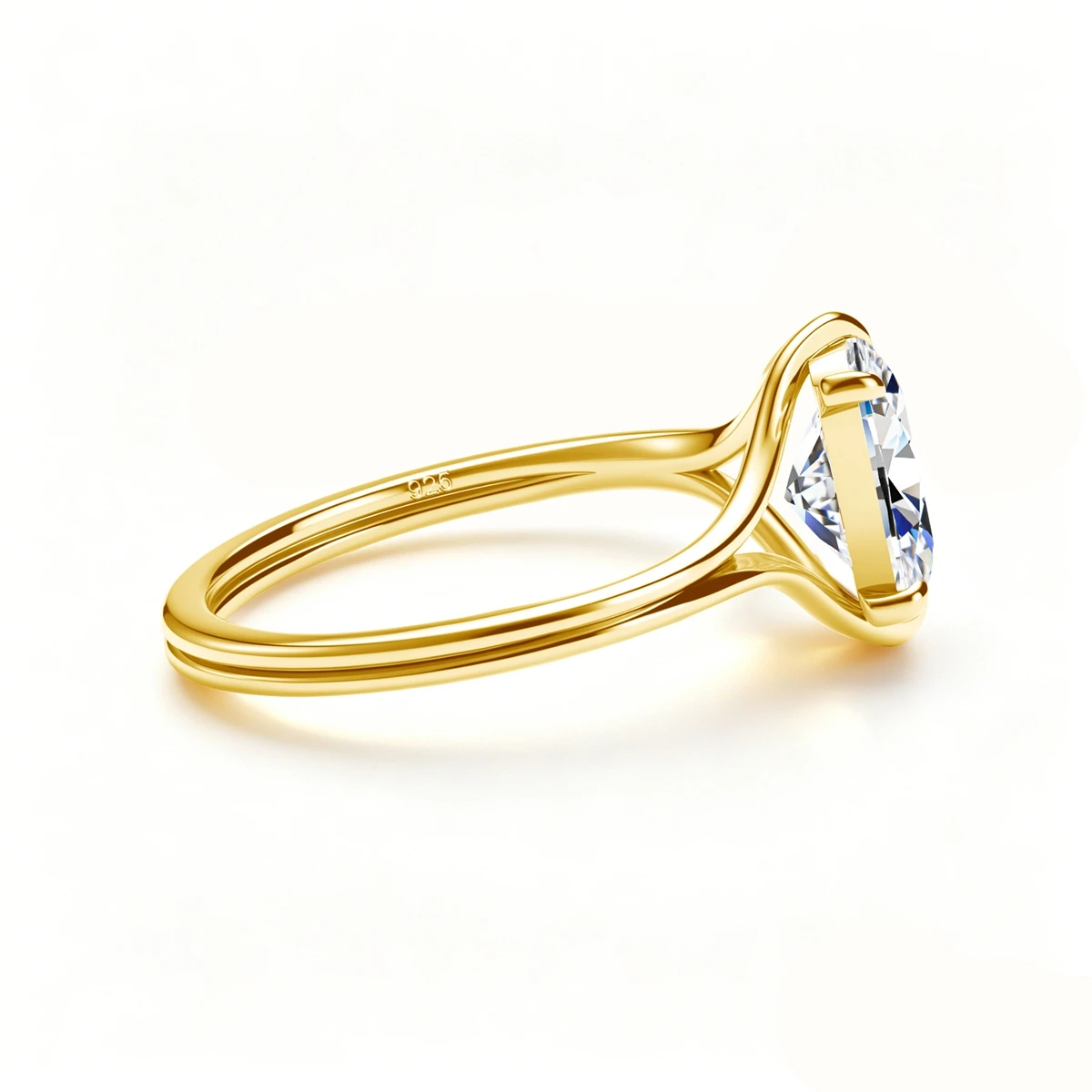 4,5 Karat oval geschliffener Moissanit-Verlobungsring für Damen, geteilter Schaft, 6-Krappen-Solitärring, 925er Sterlingsilber, Brautschmuck – Detail 2