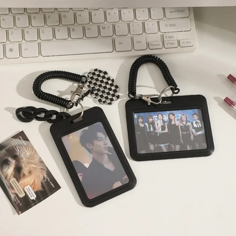 Black Style 3 inch Card Holder Kpop Photocard Holder Photo Card Holder Bag Pendant School Stationery