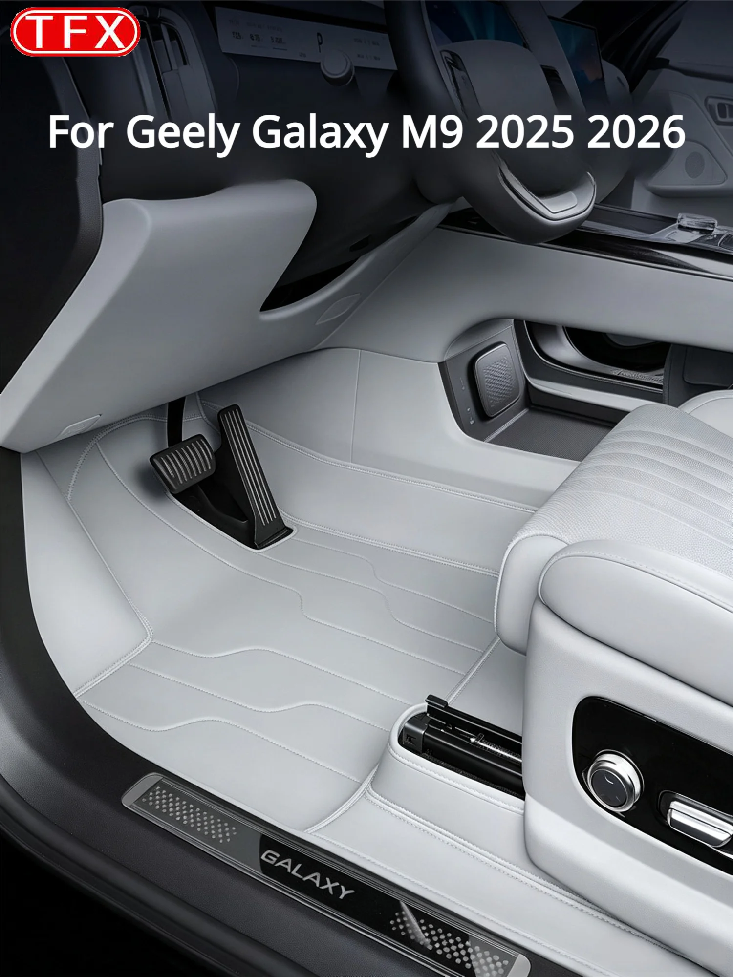 For Geely Galaxy M9 2025 2026 Car Styling Leather Floor Mats Full Coverage Anti-Slip Wear-Resistant Trunk Mat Guard Accessories