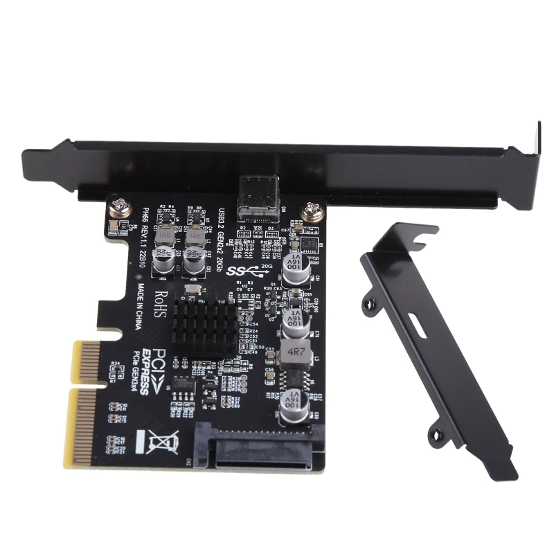 USB 3.2 PCI Express Expansion Card PCI-E 4X to USB3.2 Gen2 X2 Type-C 20Gbps  Powered ASMedia ASM3242 Chip Dropship