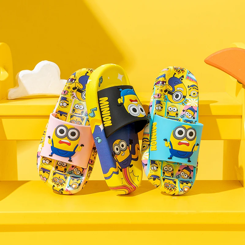 Summer Minions Slippers For Children Boys And Girls Indoor Non-slip Soft Sole Slippers Cartoon Cute Minions Slippers