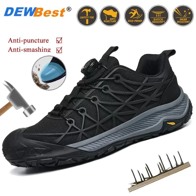Men's lightweight breathable non-slip wear-resistant shock-absorbing safety work shoes Long standing not tired feet