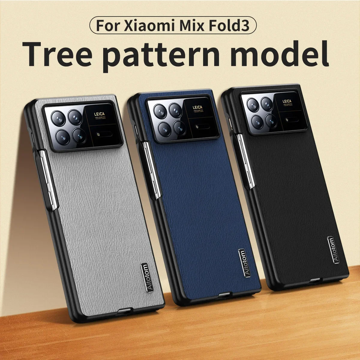 For Xiaomi Mix Fold 3 Fold 2  Phone Case Leather Luxury Frosted Tree Pattern Cute Hard PC Frame Folding Cover Xiaomi Mix Fold3