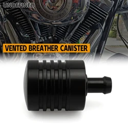 For Harley 40-0457 Custom Aluminum Vented Engine Motor Breather Canister Crankcase Head Gearbox Oil Breather Collector Black
