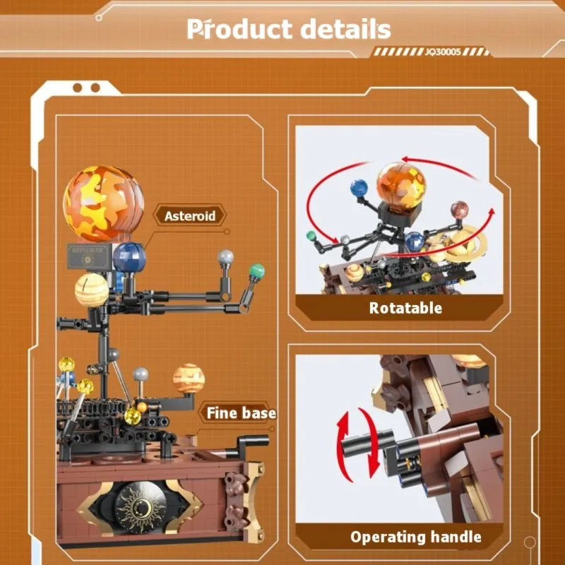 

ABXE-Space Solar System Orbit Planet Model Small Building Block Brick For Aged 6 Children Aerospace Ornament Desk Decor