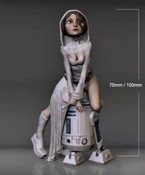 1/24 75mm 1/18 100mm Resin Model Kits Figurine Girls with Robots Figurine Unpainted No Color RW-164