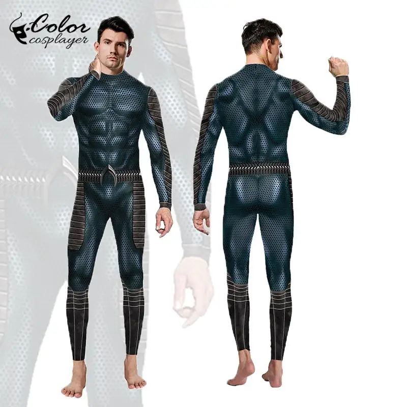 Mono de Cosplay de película de Color, mono con estampado 3D muscular, disfraz de Halloween, Catsuit para adultos, ropa de manga completa Zentai