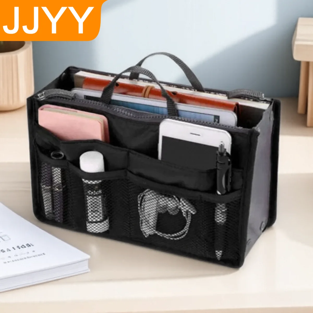 

Multifunctional Bifold Storage Bag Double Zipper Large Capacity Travel Toiletries Organizer Bag