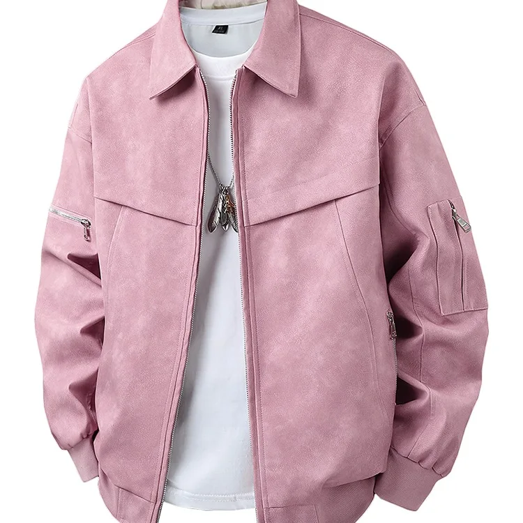 Asian Size Men's Retro Leather Biker Jacket Short PU Leather Biker Jacket American Style Sports Boutique for Spring Cycling