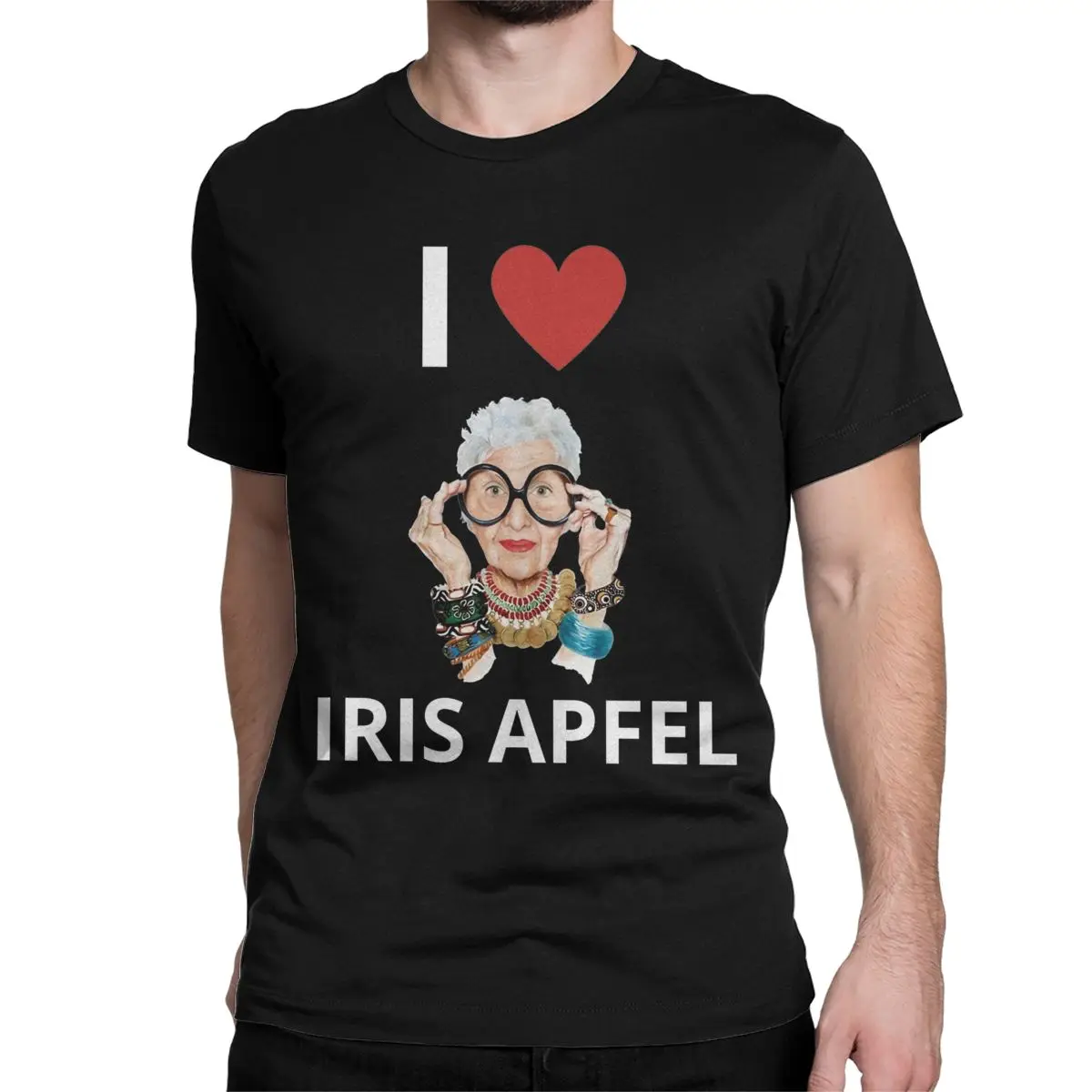 Iris Apfel Heart T Shirts for Men Women 100% Cotton Leisure T-Shirts Round Neck America Music Tee Shirt Tops Classic