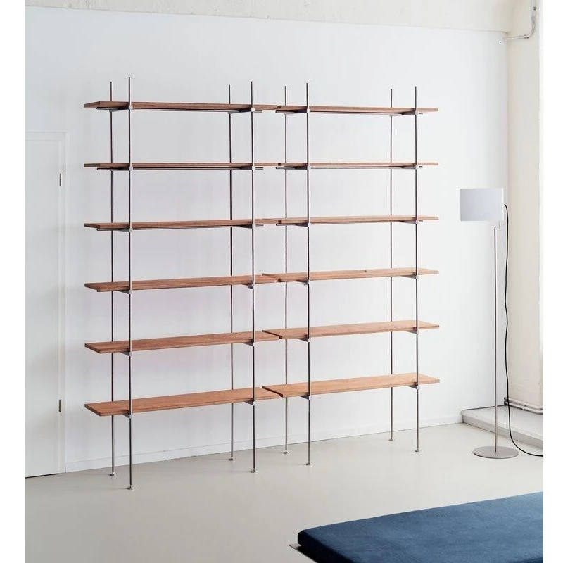 Bookshelf Shelf Multi-layer optical axis stainless steel storage rack Living room multi-layer partition floor display rack