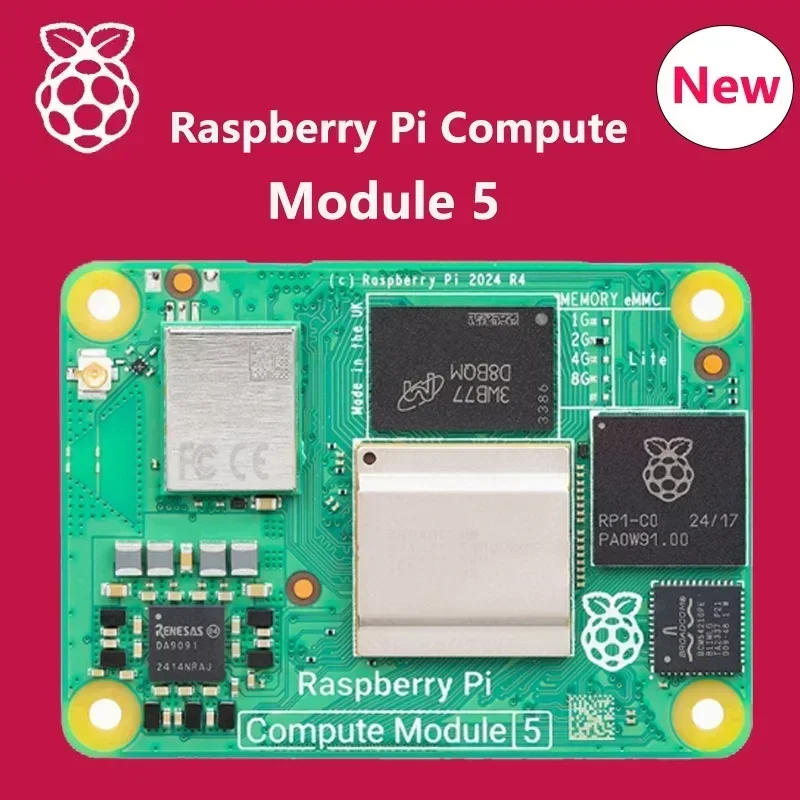

Raspberry Pi Compute Module 5 Rpi CM5, 2.4/5.0GHz Wi-Fi & Bluetooth 5.0 (CM5104032)