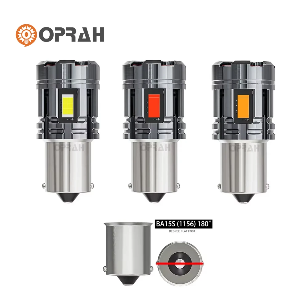 Oprah 2PCS 1156 ba15s P21W LED Bulb Canbus 1157 BAY15D T20 7443 7440 P21/5W 3570SMD  with Fan Turn Signals Brake Reversing Light