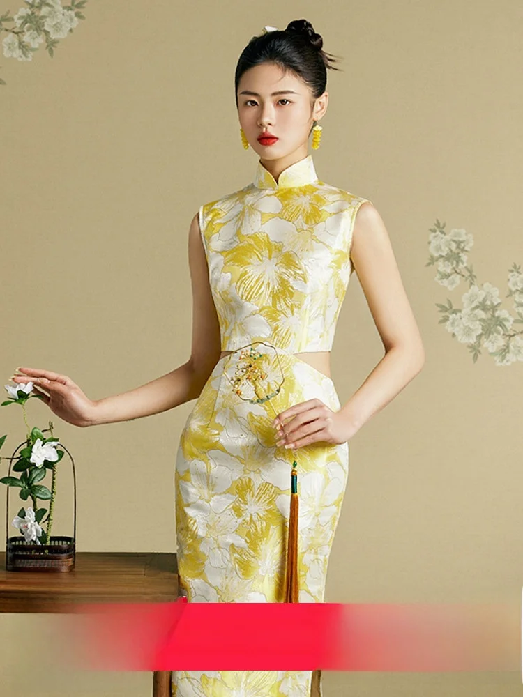 

Ele Long Qipao Dr Wedding Dr Waist New Chinese Sle Morning Robe for Women Bride Engagement Ceremony