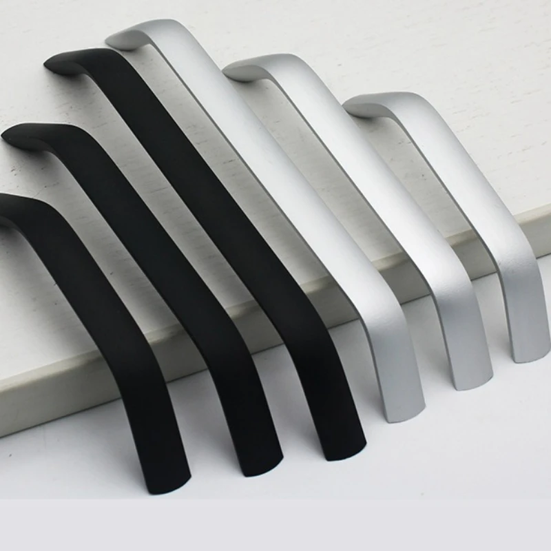 ミニマリストモダン家具ワードローブドア引き出しロングプルハンドル浴室キャビネット用ブラックアルミニウム合金