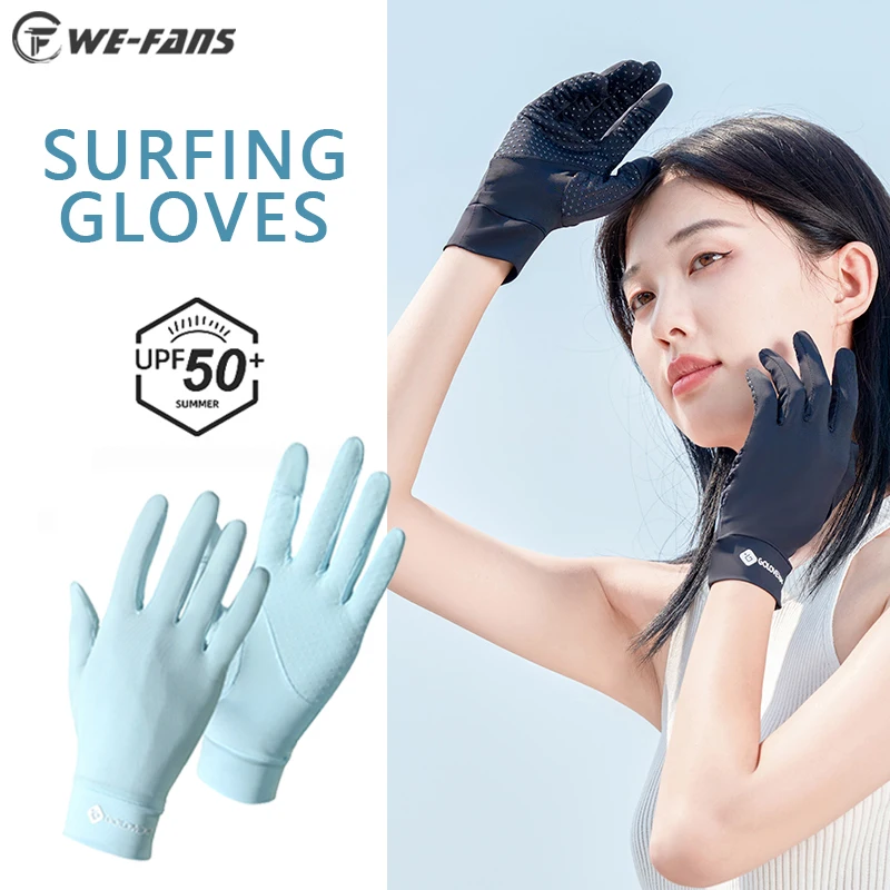 Summer Ice Silk Thin Surfing Gloves Outdoor Water Sports Snorkeling Gloves Breathable Sunscreen Anti-slip UV Touch Screen Gloves