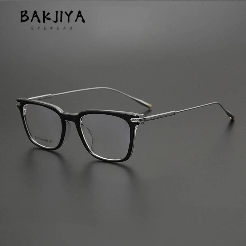 

Ultra-light Acetate Fibre Titanium Eyeglasses Frame Men Square Vintage Exquisite Carving Temples Clear Lens Glasses for Women