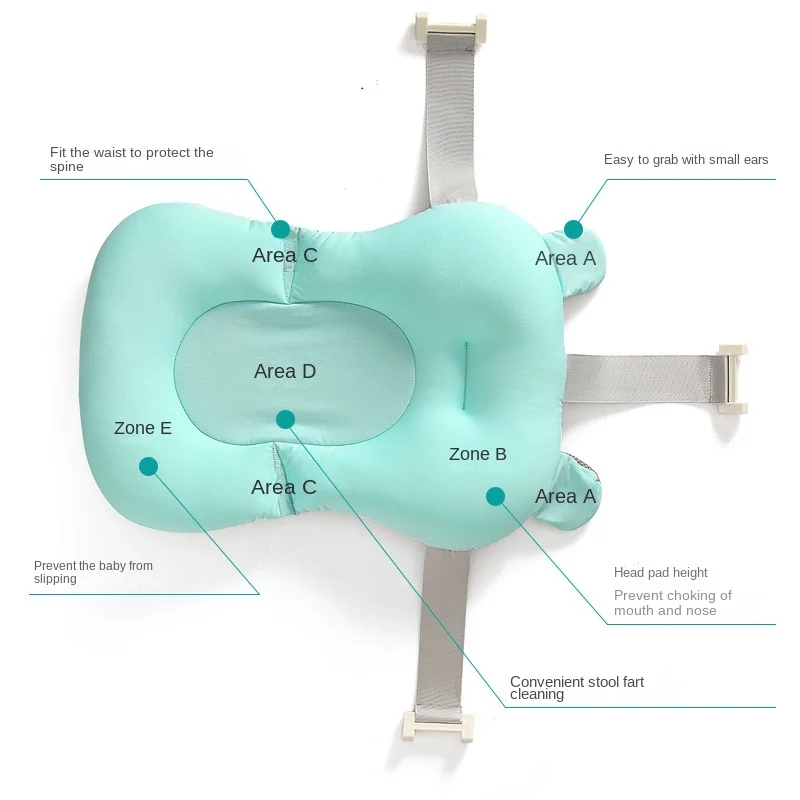 Almohadilla de bañera portátil para bebé, cojín Ajustable para ducha, asiento de apoyo para recién nacido, alfombrilla plegable para bebé,