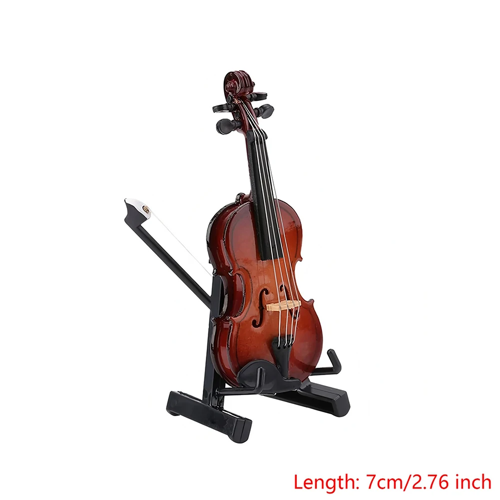 Wooden Miniature Cello -Stand & Bow Wood Violin Replica Collectible Figurines Gift for Kid Friend Music Lovers Craft Collector - view 6