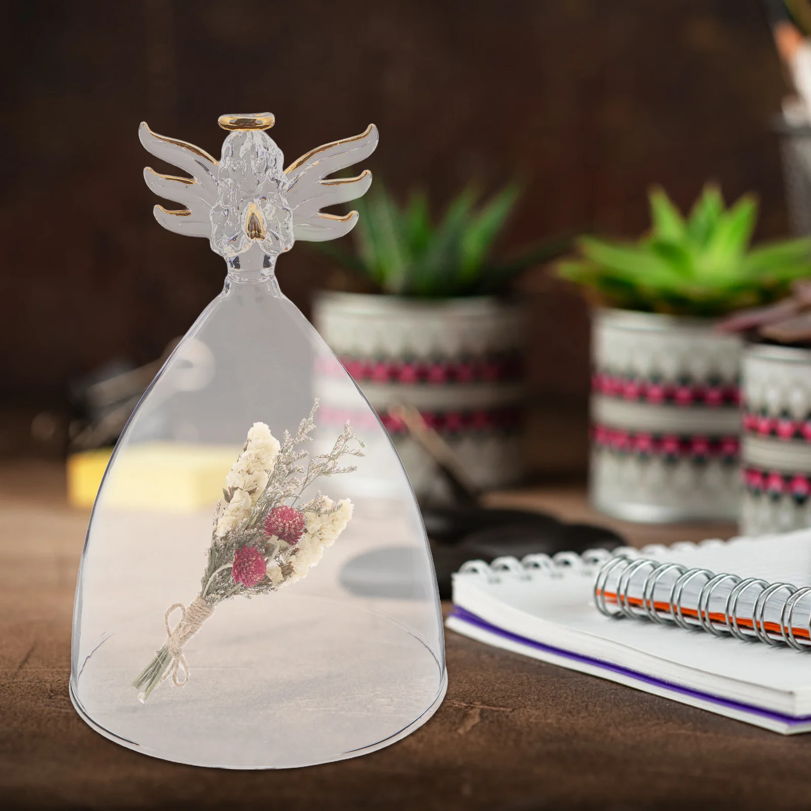 

Eternal Flower Glass Hood Clear Cloche Bell Jar Transparent Display Dome Dustproof Micro Landscape Accessory Home Decor