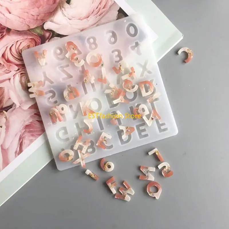 Y5GC Letters Numbers Keychain Resin Mold Silicone Mould DIY Polymer Clay Crafts UV Epoxy Mold Handmade Jewelry Mold