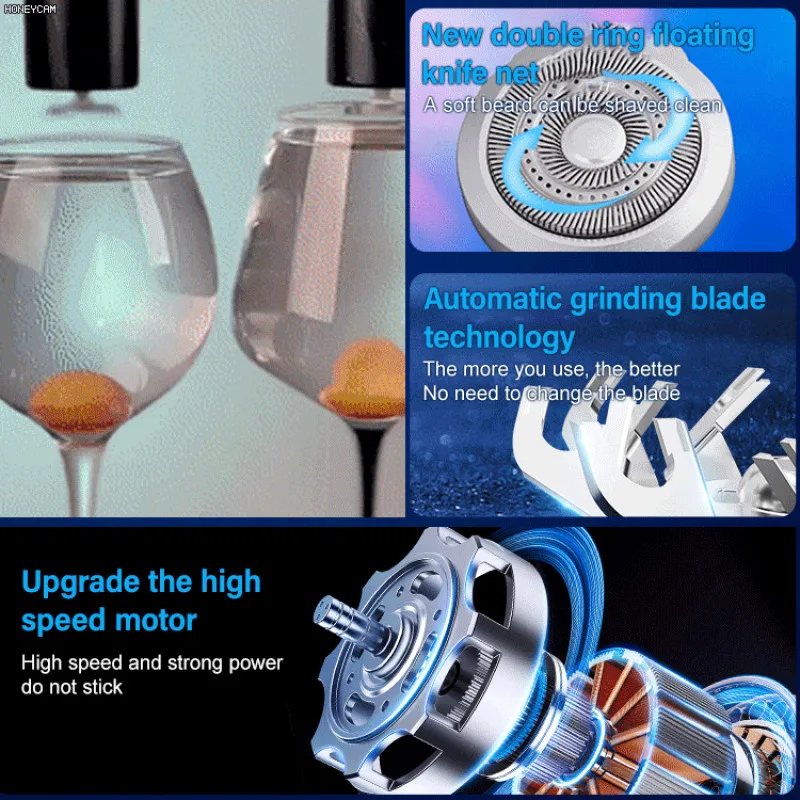 Мужская портативная электрическая мини-бритва с роторной колонной