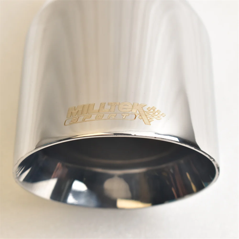 MILLTEK SPORT 304 الفولاذ المقاوم للصدأ العادم تلميح 2.5 بوصة مدخل 4 بوصة منفذ 6.9 بوصة طويلة مائل جبل فوهة العادم